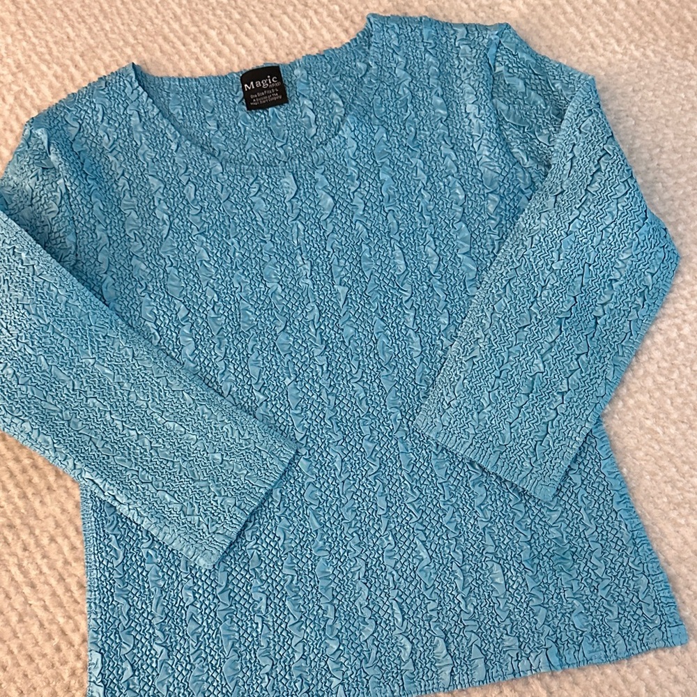 Magic Turquoise Textured Women's Top/One Size Fits S-L